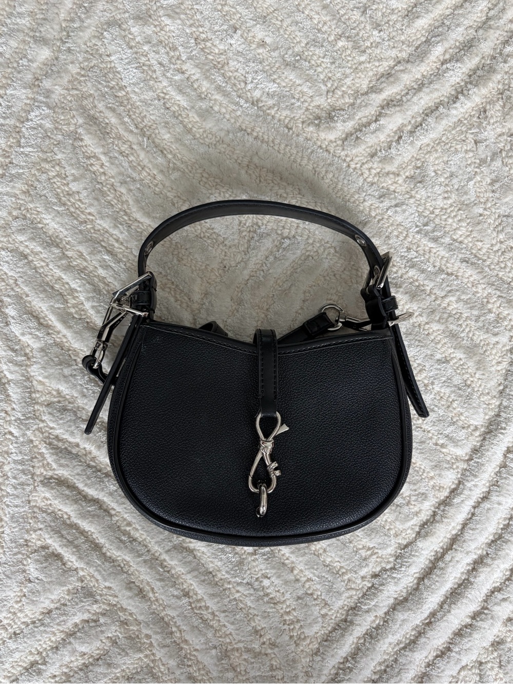 Charles & Keith Thessaly Metallic Accent Bag | Black Top Handle Crossbody Purse - Picture 2 of 10